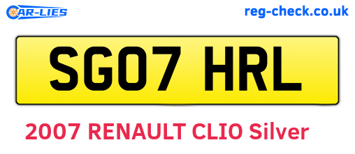 SG07HRL are the vehicle registration plates.