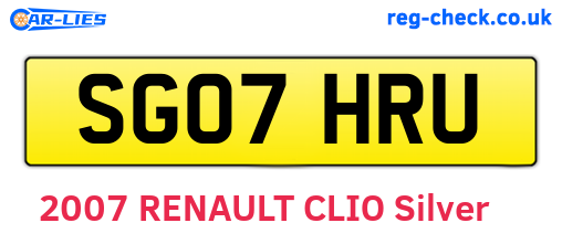 SG07HRU are the vehicle registration plates.