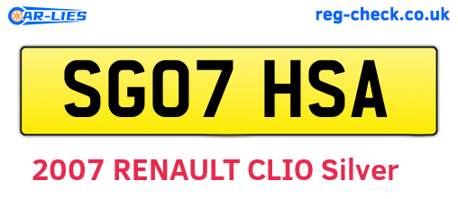 SG07HSA are the vehicle registration plates.