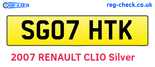 SG07HTK are the vehicle registration plates.