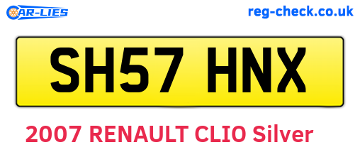 SH57HNX are the vehicle registration plates.