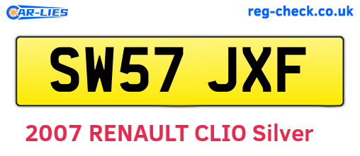 SW57JXF are the vehicle registration plates.