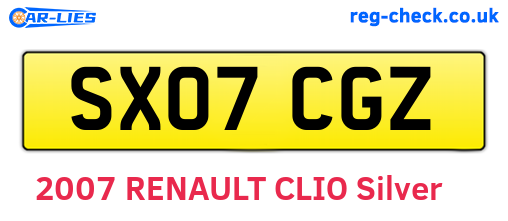 SX07CGZ are the vehicle registration plates.