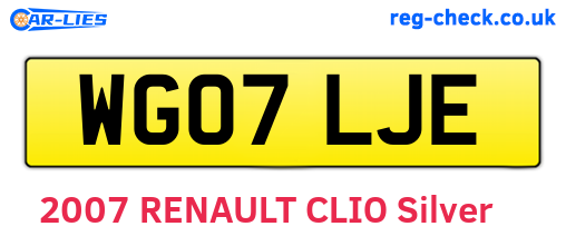 WG07LJE are the vehicle registration plates.
