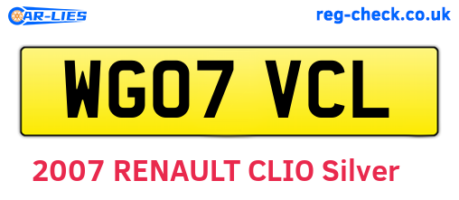WG07VCL are the vehicle registration plates.