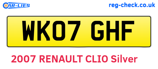 WK07GHF are the vehicle registration plates.