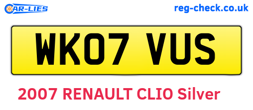 WK07VUS are the vehicle registration plates.