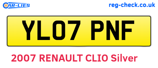 YL07PNF are the vehicle registration plates.