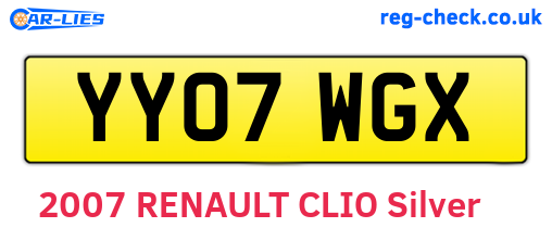 YY07WGX are the vehicle registration plates.
