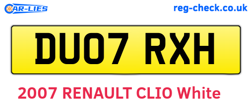 DU07RXH are the vehicle registration plates.