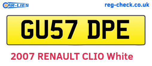 GU57DPE are the vehicle registration plates.