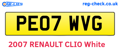 PE07WVG are the vehicle registration plates.