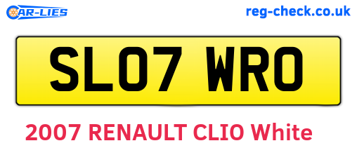 SL07WRO are the vehicle registration plates.