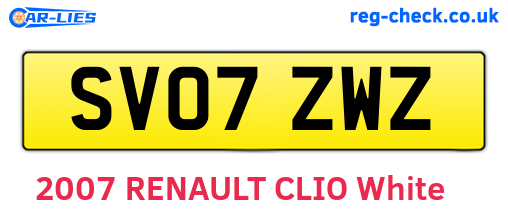 SV07ZWZ are the vehicle registration plates.