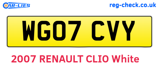 WG07CVY are the vehicle registration plates.