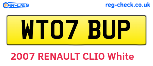 WT07BUP are the vehicle registration plates.