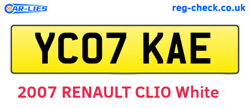 YC07KAE are the vehicle registration plates.