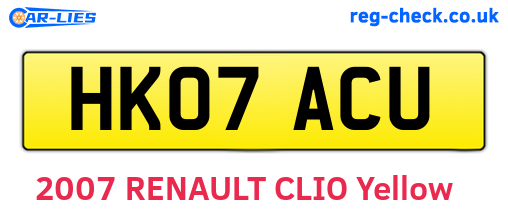 HK07ACU are the vehicle registration plates.