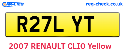 R27LYT are the vehicle registration plates.