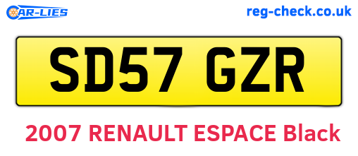 SD57GZR are the vehicle registration plates.