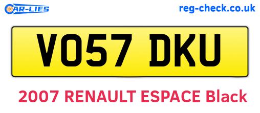 VO57DKU are the vehicle registration plates.