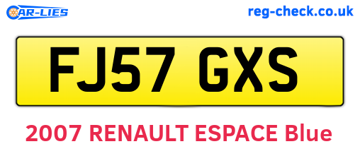 FJ57GXS are the vehicle registration plates.