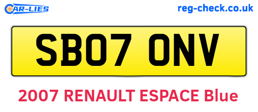 SB07ONV are the vehicle registration plates.