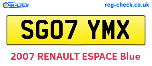 SG07YMX are the vehicle registration plates.