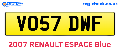 VO57DWF are the vehicle registration plates.