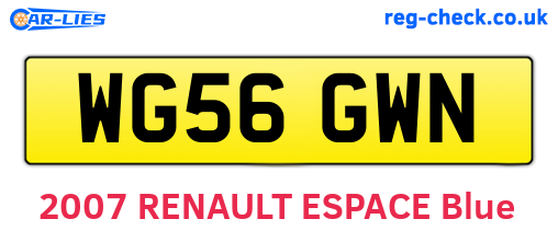 WG56GWN are the vehicle registration plates.