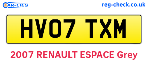 HV07TXM are the vehicle registration plates.