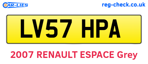 LV57HPA are the vehicle registration plates.