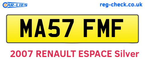 MA57FMF are the vehicle registration plates.