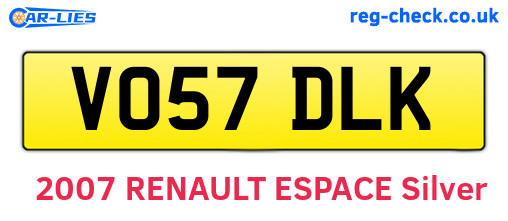 VO57DLK are the vehicle registration plates.
