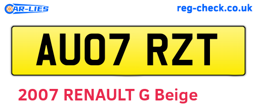 AU07RZT are the vehicle registration plates.