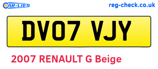 DV07VJY are the vehicle registration plates.