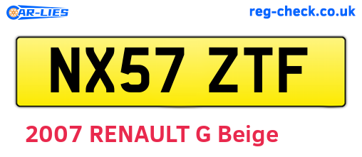 NX57ZTF are the vehicle registration plates.