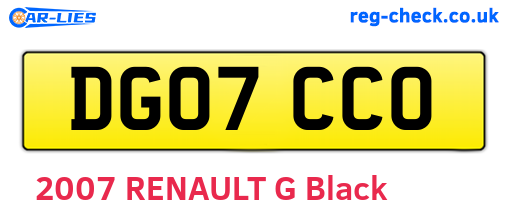 DG07CCO are the vehicle registration plates.
