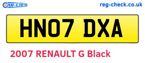 HN07DXA are the vehicle registration plates.
