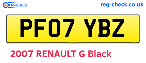 PF07YBZ are the vehicle registration plates.