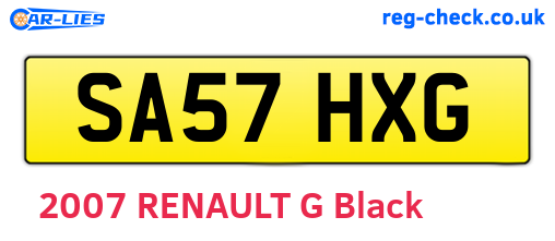 SA57HXG are the vehicle registration plates.