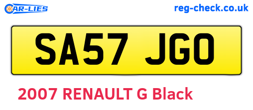SA57JGO are the vehicle registration plates.