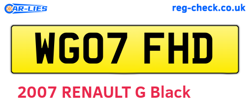 WG07FHD are the vehicle registration plates.