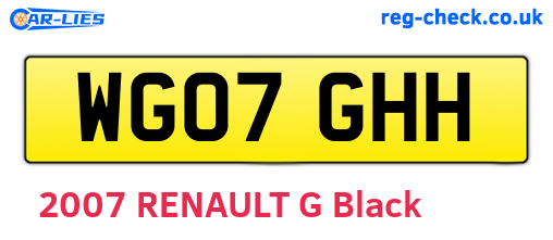 WG07GHH are the vehicle registration plates.