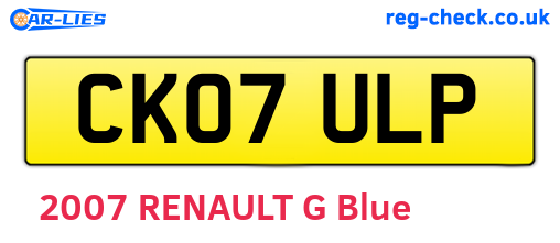 CK07ULP are the vehicle registration plates.