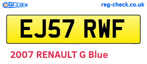 EJ57RWF are the vehicle registration plates.