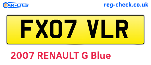 FX07VLR are the vehicle registration plates.