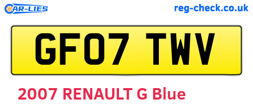 GF07TWV are the vehicle registration plates.