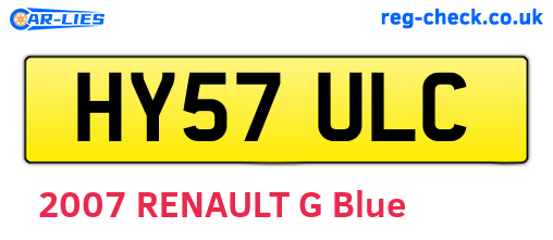 HY57ULC are the vehicle registration plates.