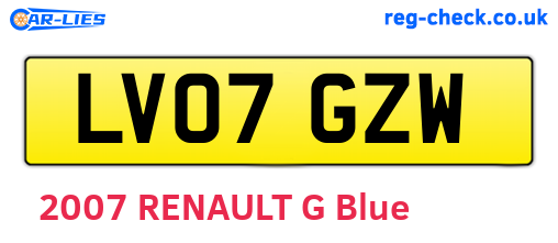 LV07GZW are the vehicle registration plates.